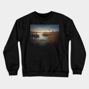 Dry reed in the frozen lake Crewneck Sweatshirt